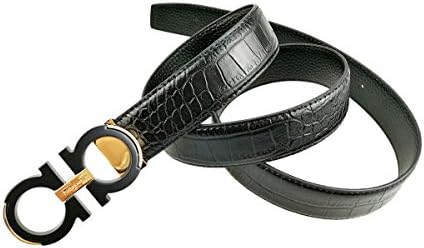 2018 Newest Luxury Men's Genuine Leather Alloy Buckle Belt Waist Strap Gift (Black buckle, (Waist 36-38)115CM)