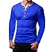 Produktbild BaZhaHei Herren Langarmshirt Mode Männer V-Ausschnitt Knopf Bluse Langarm Fit Pullover Shirt Solid Top Männer Taste V-Ausschnitt Lange Ärmel Einfarbig Mantel