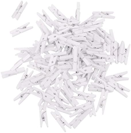 Zedtom 100PCS Wood Clips Photo Clips White Clothespins Memo Paper Clamp Clips Folder DIY Craft Mini Clips Random Color