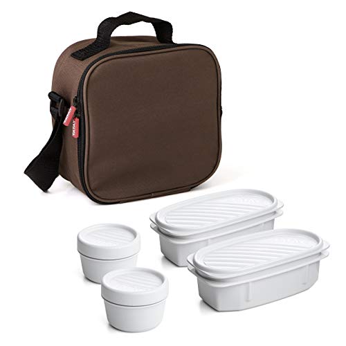 TATAY Urban Food Casual  - Bolsa térmica porta alimentos  con 4 tapers herméticos incluidos, 3 litros de capacidad, Marrón, 22.5 x 10 x 22 cm