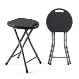 Tavr Meubles Tabouret Pliant, Lot de Deux, Poids léger en métal et Plastique Tabouret Pliant, capacité de 180kg, 2-Pack Noir, Ch1001