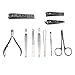 WoneNice Stainless Steel Nail Care Personal Manicure & Pedicure Set, Leather Travel & Grooming Kit, Tool Clipper-Black&Red--Clippers Set 10 in 1