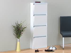 XL Schuhschrank Plaza weiß Schuhkipper Metall Schrank: Amazon.de: Küche