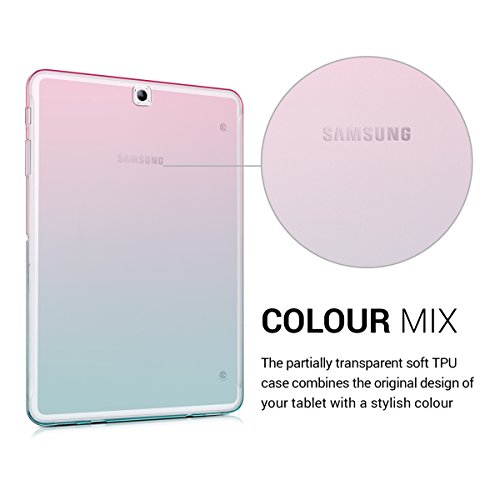 kwmobile Hülle für Samsung Galaxy Tab S2 9.7 T810N/T813N/T815N/T819N – Case Handy Schutzhülle TPU Silikon für Tablet – Backcover Cover klar Pink Blau Transparent - 3