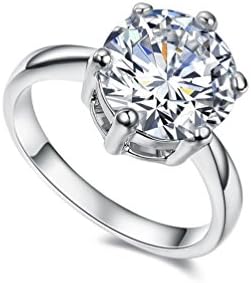 RedFly Fashion 4 Carat Round CZ Crystal 18ct White Gold Plated Wedding Engagement Rings, Size S