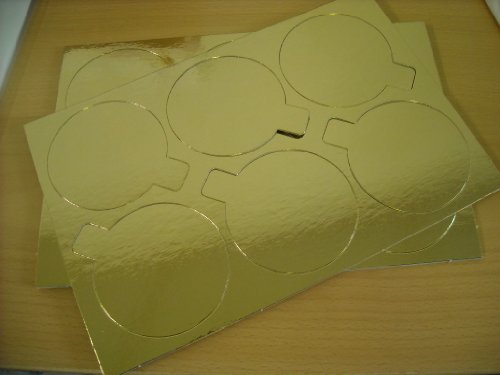 24 Goldkartons, Törtchenunterleger, goldene Untersetzer für Törtchen, 8 cm Ø, mit "Anfasser", Demarle