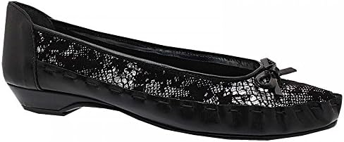 ZACCHO Lizard Print Flat Ballet Pump 2 Black