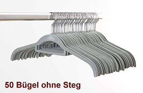 Smart-Hangers --Set 50 Bügel ohne Steg--Grau-- / antirutsch platzspar Kleiderbügel magic u. clever