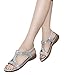 Produktbild Lucky Mall Damen Kristall Flache Offene Zehen Sandalen mit Weiche Sohle, Frauen Freizeitschuhe Strandschuhe Badesandale Sommer Römische Schuhe