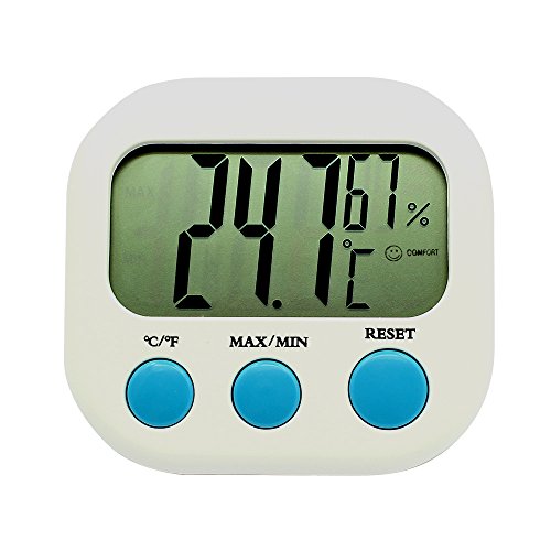 MOONPOP °C/°F Groß LCD Display Digitaler Elektronisches Thermometer Luftfeuchtigkeitsmesser Hygrometer Monitor 3 Ausdruck mit Batterie (Thermometer)