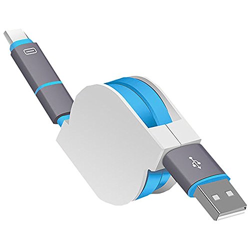 Skitic 2 in 1 Ausziehbares Roll-up Micro USB Typ C Metall Ladekabel Datenkabel Schnellladekabel für Huawei P9/ P9 Lite/ P8/ P8 Lite, Samsung Galaxy S7/ S7 Edge/ S6 / S6 Edge / S5 / S4, Galaxy Note 5/ 4/ 3/ 2, HTC, Sony, Oneplus, Xiaomi, LG, Motorola, Alle Handys und Tablette mit Android System (Blau)