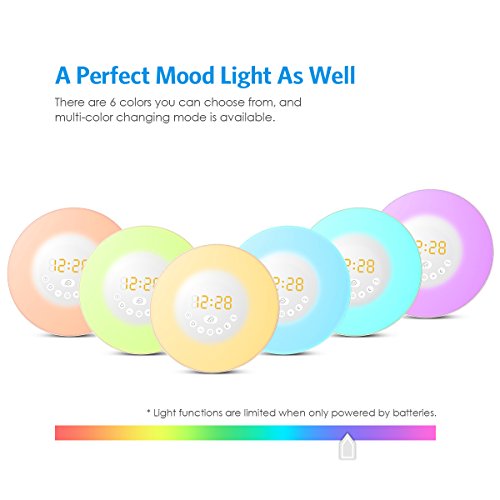 Amir Wake-Up Light, Wecker Lichtwecker, Lichtwecker, Wecker Licht, Aufwachen mit Licht, Sonnenaufgang Simulation Wake-up Light (Sonnenaufgangfunktion, 6 Natürlichen Wecktöne , Touchdisplay, 10-Helligkeit, Digitales FM Radio ) - 8