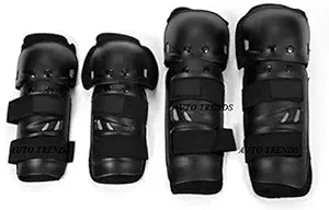 AutoTrends Knee Elbow Guard Gear for Skating Cycling Adults (Black)