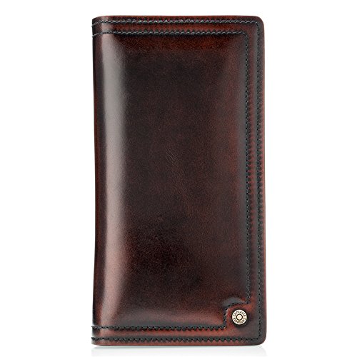 Contatti in vera pelle da uomo con cerniera intorno frizione portafoglio lungo Titolare della carta fermasoldi borsa organizer rosso-marrone