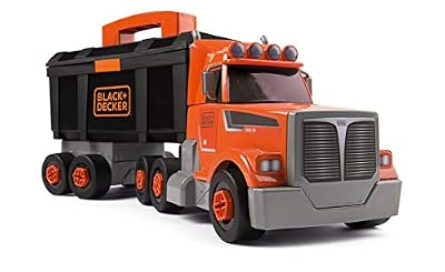 Smoby - 360175 - Black & Decker - Camion Bricolo - 2 en 1 - Boîte à Outils - 60 Accessoires Inclus