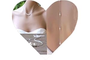 Yheakne Boho Perla Posteriore Catena Collana Argento Cristallo Sfondo Corpo Gioielli Estivo Spiaggia