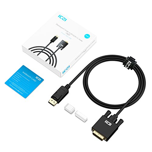 ICZI Displayport(DP) auf DVI Kabel, Male zu Male Vergoldet 1080p, für PC, Notebooks, Blu Ray Player und Mehr, Schwarz (1m) - 8