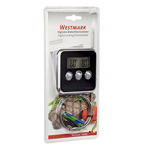 Westmark Digitales Thermometer, Mit Alarmfunktion, 8 x 8 x 1,5 cm, Rostfreier Edelstahl/Kunststoff, Schwarz, 12912280 - 4