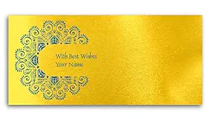 Brown Cloud Customised Exclusive Designer Satin Golden Shagun/Money/Gift Envelope/Cover/Lifafa for Gift/Festival with Personalized Text Message/Name/Photo (001) (Pack of 50)