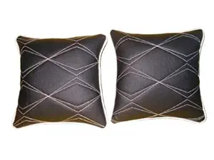 Sethiya Car Leather Cushion Black and White Set of 2 for Home/Car