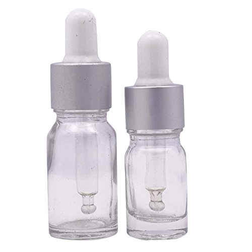 MT Bottles & Jars 12 Stück x Leer Klarglas Augentropfflasche Aromatherapie Großhandel Ätherische Öl Pipette Tropfflaschen mit Silberkuppe
