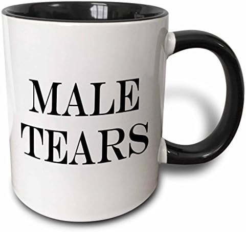 3dRose Male Tears. Two Tone Black Mug, 11 oz, Black/White