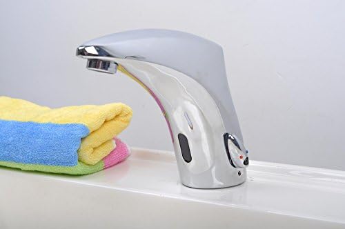 Gangang Chrome Plated Cast Brass Cold&amp;Hot Sensor Tap Bathroom Wash Basin Water Mixer Sink Faucet DC