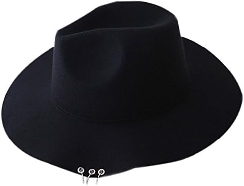 Autumn Winter Women Formal Sunscreen Large Brimmed Jazz Hat,Black-M