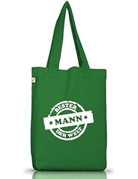 Shirtstreet24,Bester Mann der Welt Stempel, Valentinstag Jutebeutel Stoff Tasche Earth Positive