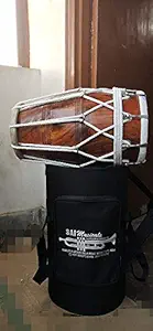 Special Dholak Drum Sheesham Wood, Padded case, Spanner, Dholki Musicals Instrument PDI-BBC Perilously Design for Orchestra (Know as Recording dholak)