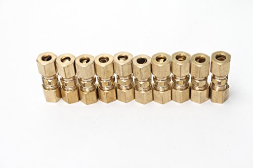 LTWFITTING 1/4-Inch OD Compression Union,Brass Compression Fitting (Pack of 10)