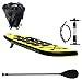 Produktbild AQUAPARX SUP 229 x 60 x 10 cmAP Inflatable ISUP Kinder Junior Aufblasbar Alu-Paddel Aqua Rucksack Pumpe Stand Up Paddle Board Set, Gelb/Schwarz