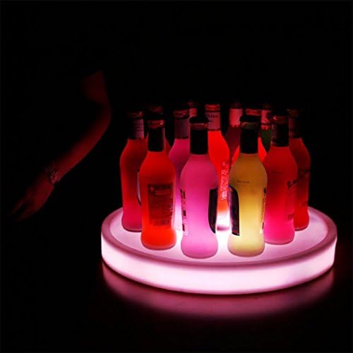 XINYE LED Round Tray Waterproof Plastic 16 Color Changing Rechargeable Wine Display Stand For Bar and Party