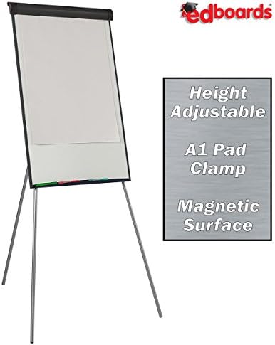 WonderwallTripod Magnetic Flipchart Easel| Fully Height Adjustable | Ultra Smooth Dry-Wipe Writing Surface - (H) 1000 x (W) 680mm - Ideal for Office Presentation, School, Training venues
