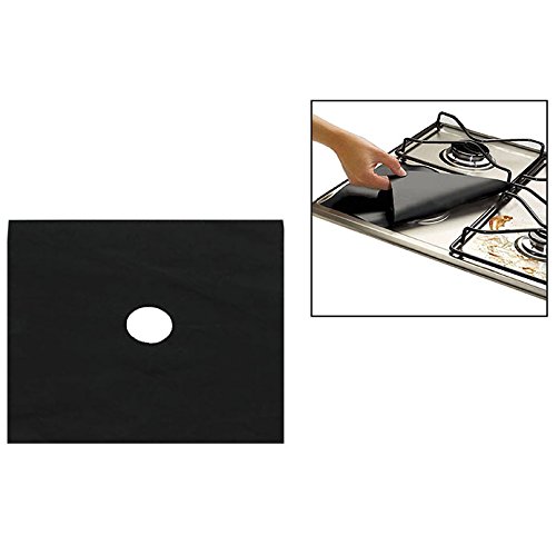 Preisvergleich Produktbild Itian 8 Pcs Wiederverwendbare Gasherd Schutz Teflon Hochtemperaturofen Reinigungskissen Schutz Gasherd Protector(Schwarz)