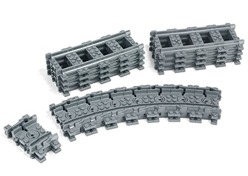 Modbrix 30 teiliges City Bausteine Schienen Set bestehend aus Flexible Schienen und Weichen, kompatibel mit L*go - 2