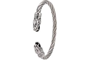KKJOY Bracelet viking en acier inoxydable avec tête d'animal - Bijou vintage à vis - Pour homme