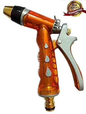 NLG® Tuyau d'arrosage Buse haute pression, Heavy Duty Métal, Pulvérisateur. Convient pour Car & Pet laver, nettoyage, Pelouse et jardin Arrosage. Garantie complète (Orange)