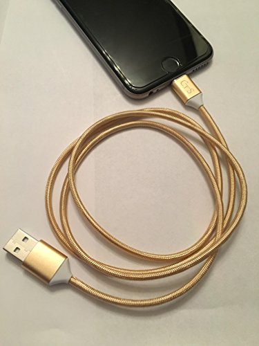 Magnet | Ladekabel | Datenkabel | Schnellladekabel | Lightning | Original | Nylon | USB 1M 2.4A für iPhone 5 5C 5S SE 6 6S 7 Plus iPad Air iPod Mini ( Lightning für Apple Gold ) - 5