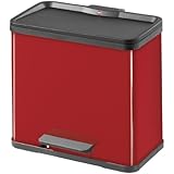 Hailo Trento Öko - Cubo de reciclaje triple, de chapa de acero, 3 x 11 l, color rojo