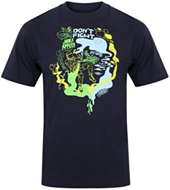 Applied Clothing Mens Navy Blue T-Shirt - DON’T FIGHT Design - Funny Cool Funky Printed Loose Fit Surf Skate SnowBoard Streetwear Style RingSpun Fair trade Cotton Slogan Illustration Screen Printed