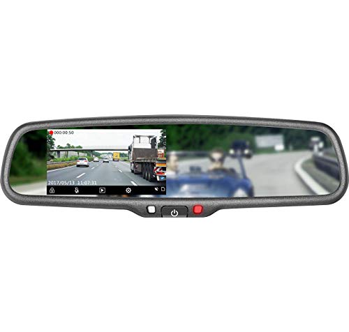 GERMID Driving Dash Cam DVR Recorder 4.3 inch Mirror Monitor with Rear View camera HD 1080p video Record, Motion Detection, Parking Monitor, G-sensor and Universal Camera Fit