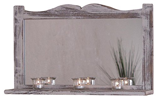 Wandspiegel H75, Spiegel, Shabby-Look Vintage, 35x58x12cm ~ weiß