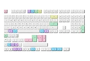 HK Gaming Dye Sublimation Keycaps | Cherry Profile | Thick PBT Keysets for Mechanical Keyboard (139 Keys, Milkshake)