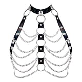 PETMHS Womens Leather Harness Bra Body Caged Tops Waist Hollow Out Lingerie Belts Dance Rave Costume Adjust Size Punk Goth Harnesses (Black 265)