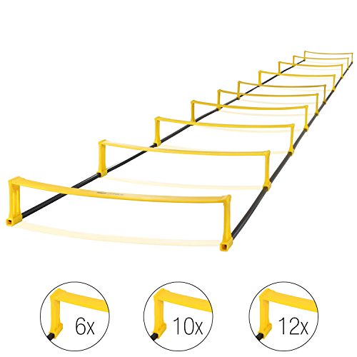 High Pulse escalera de coordinacion - escalera con vallas para un entrenamiento profesional de coordinacion y agilidad (10 obstáculos|4,0 m)