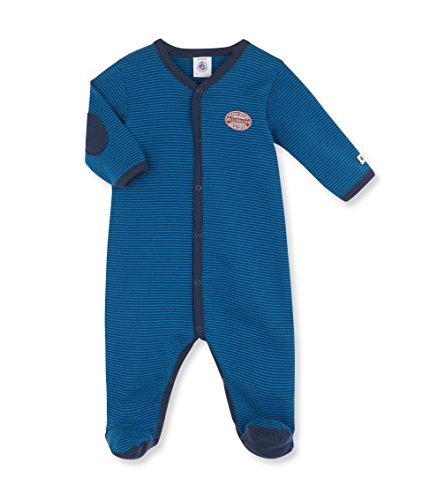 Petit Bateau Baby-Boys Santiag Striped Footies, Blue (Medieval/Wave), 9-12 Months (Manufacturer Size:9 Months)