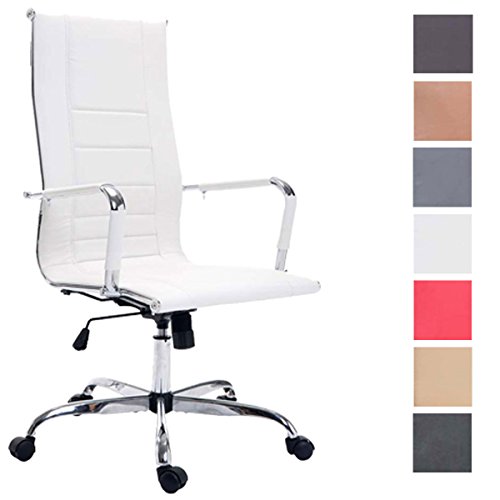 CLP Silla despacho MILAN, respaldo alto y ergonómico, estructura en metal, revestimiento cuero sintético, carga máx. 150 kg blanco