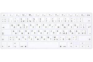 ‎KEYSTICKERS Russische/Deutsche Silikon Abdeckung für MacBook, Air- & Pro 13", 15", 17" Tastatur (bis Mitte 2016), Wireless-Tastatur, mit europäischer Enter-Taste | Russian/German Silicon Cover - Weiss