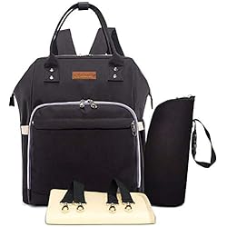 sacport @ Mochilas para Pañales de Viaje Multi-Funcional Gran Capacidad Impermeable con Biberones Bolsillos Bolsa de Hombro Grande Bolso para Bebés Mamá Madre y el Cuidado del Bebé - Negro